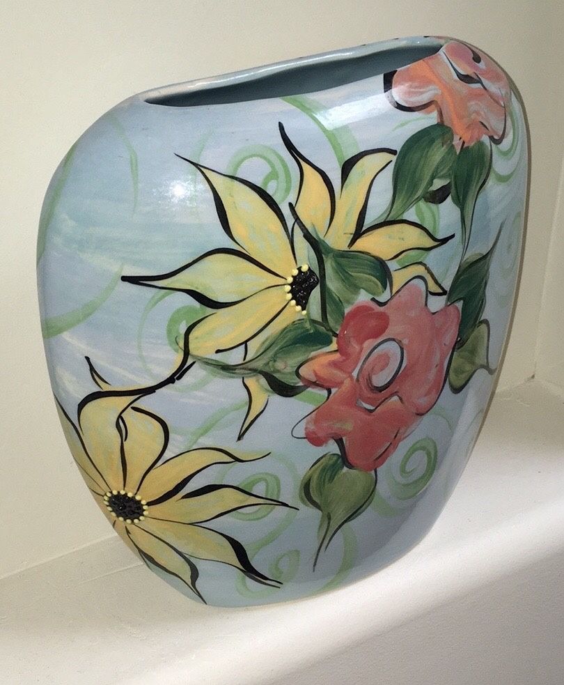 Hand Painted Ceramic Vase By Alaskan Artists