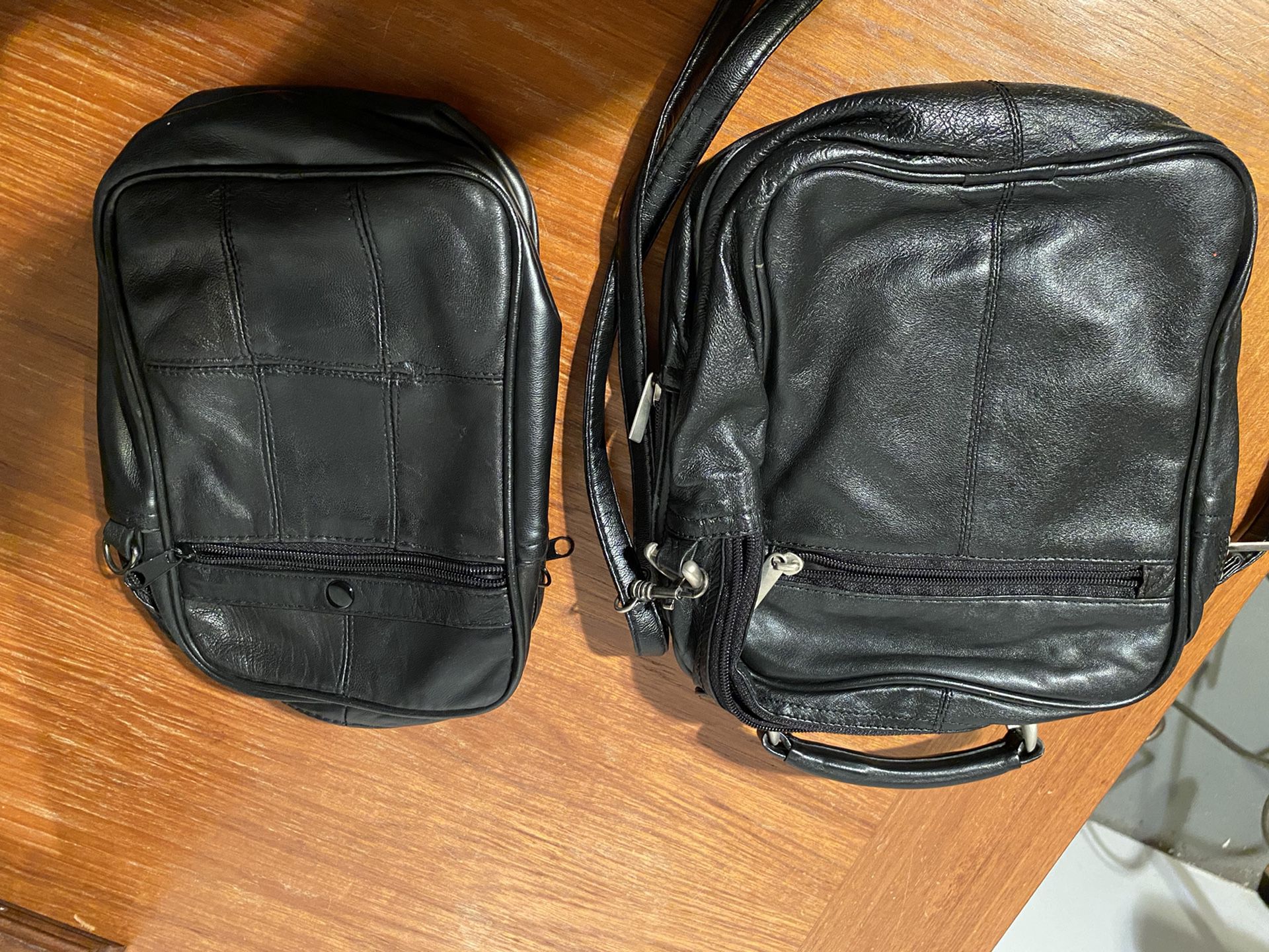 Two (2) Men’s  Leather Messenger Bags Black