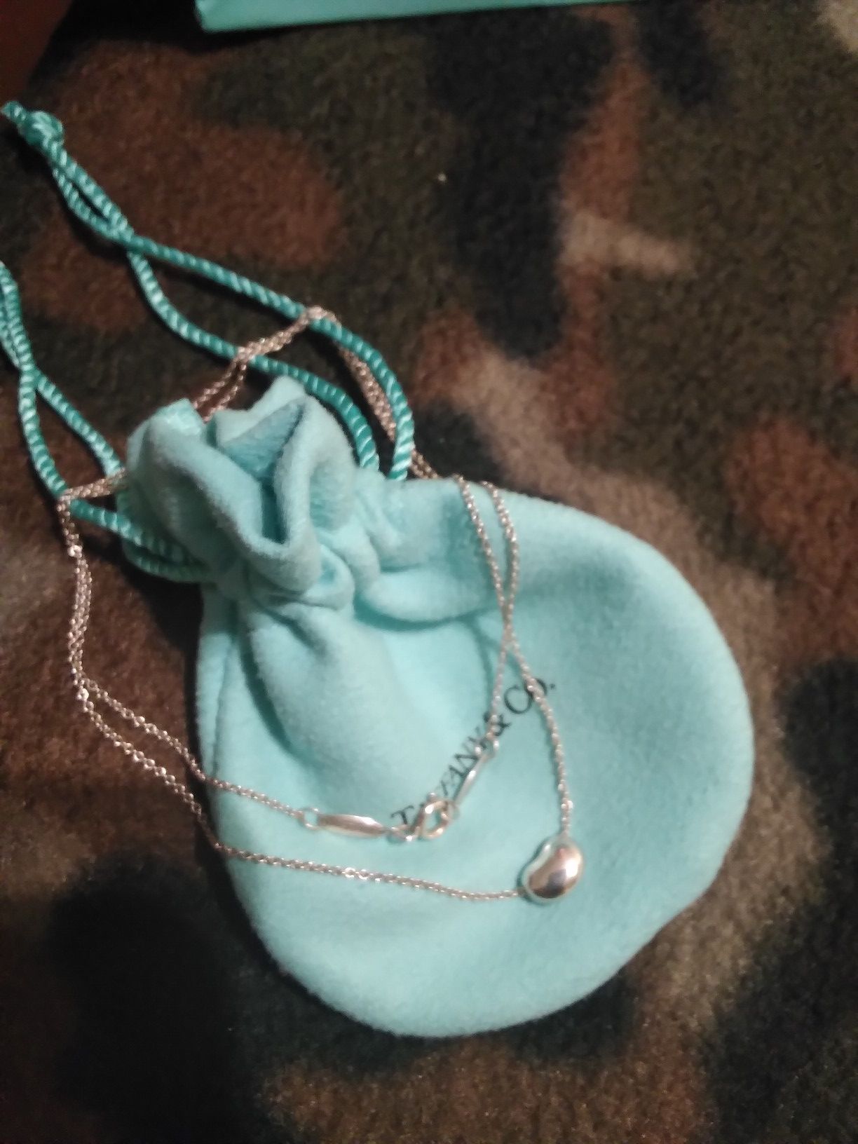 SOLD. Tiffany & Co Jewelry. mini bean necklace 18 1/2 inch...if you see, it's available :)