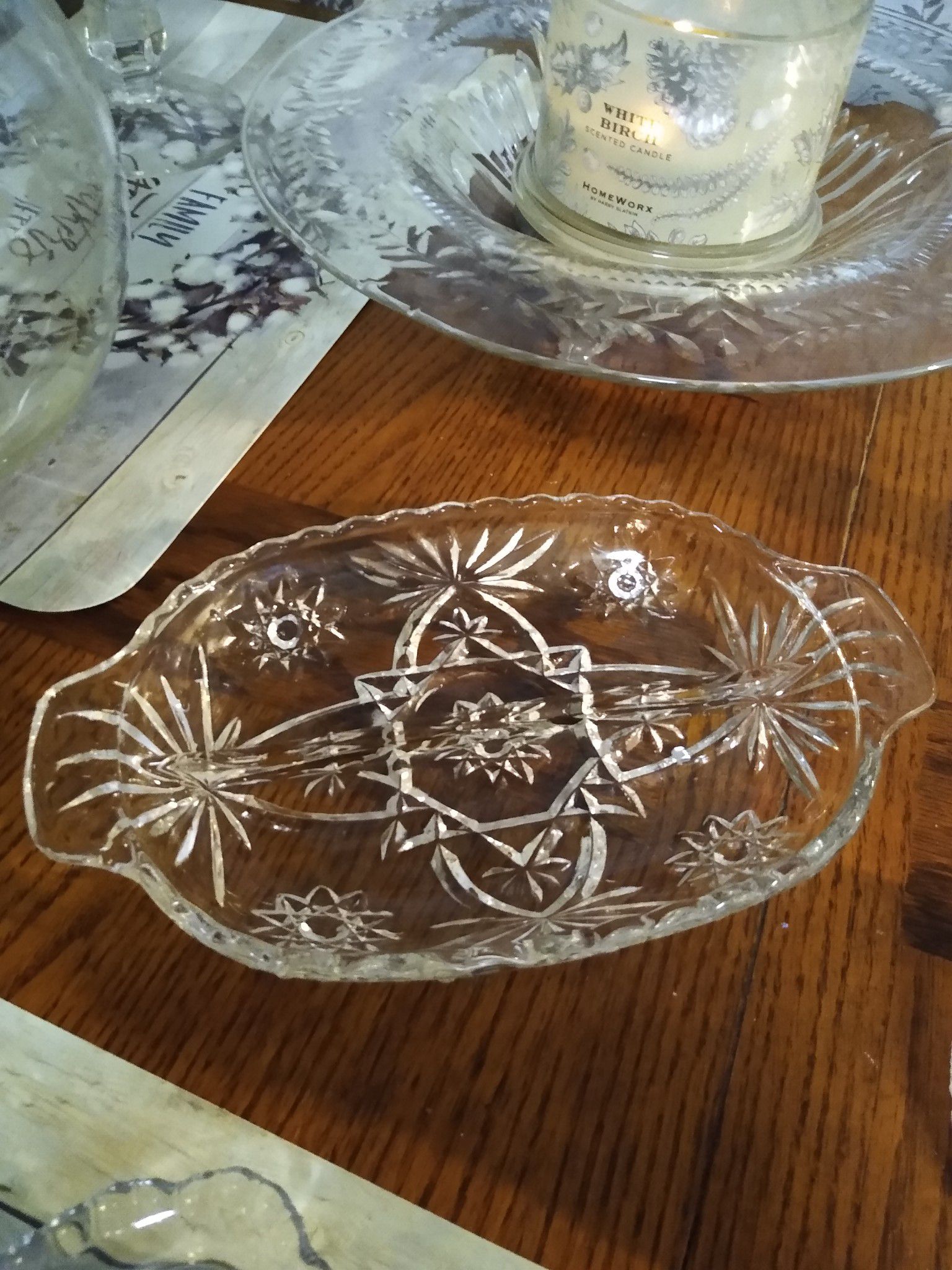 Nice nice glass Crystal candy dishes are bases Olive bowls for the holidays