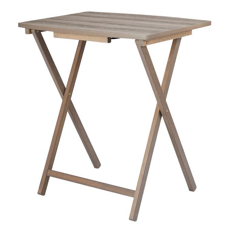 9-136 5pc XL Oversized Tray Table Set, Rustic Grey. New.