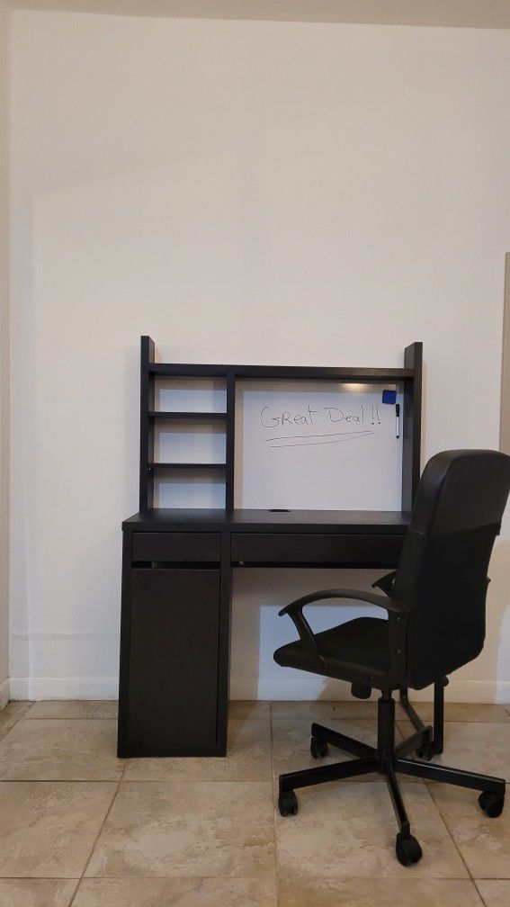 Ikea Desk with Board and Office Chair