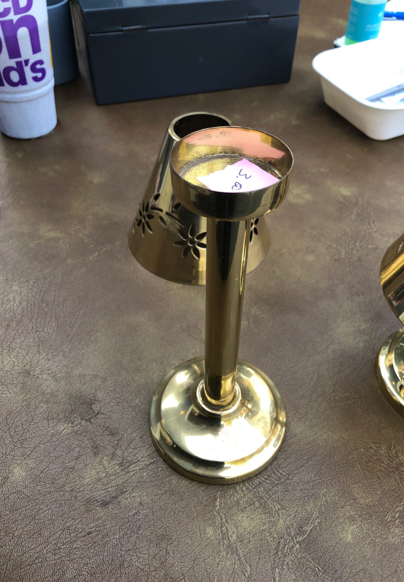 Brass Tea light candle holder with shade