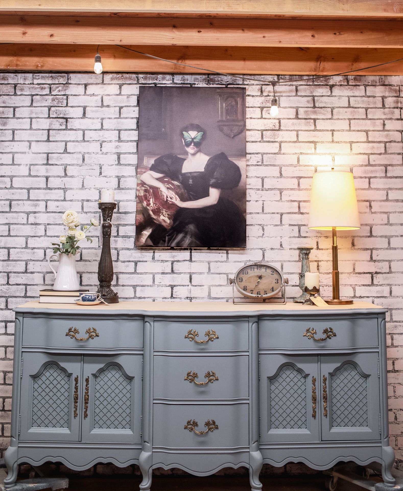 Gorgeous French Provincial Blue And Wood Dresser