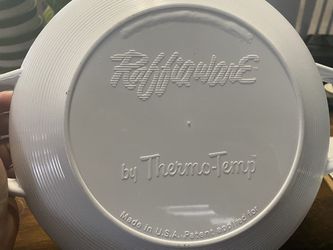  RAFFIAWARE THERMO-TEMP COVERED SERVING BOWL MALLORY RANDALL green lid White Bowl.  10 1/3” diameter and 5” tall to top of lid Thumbnail