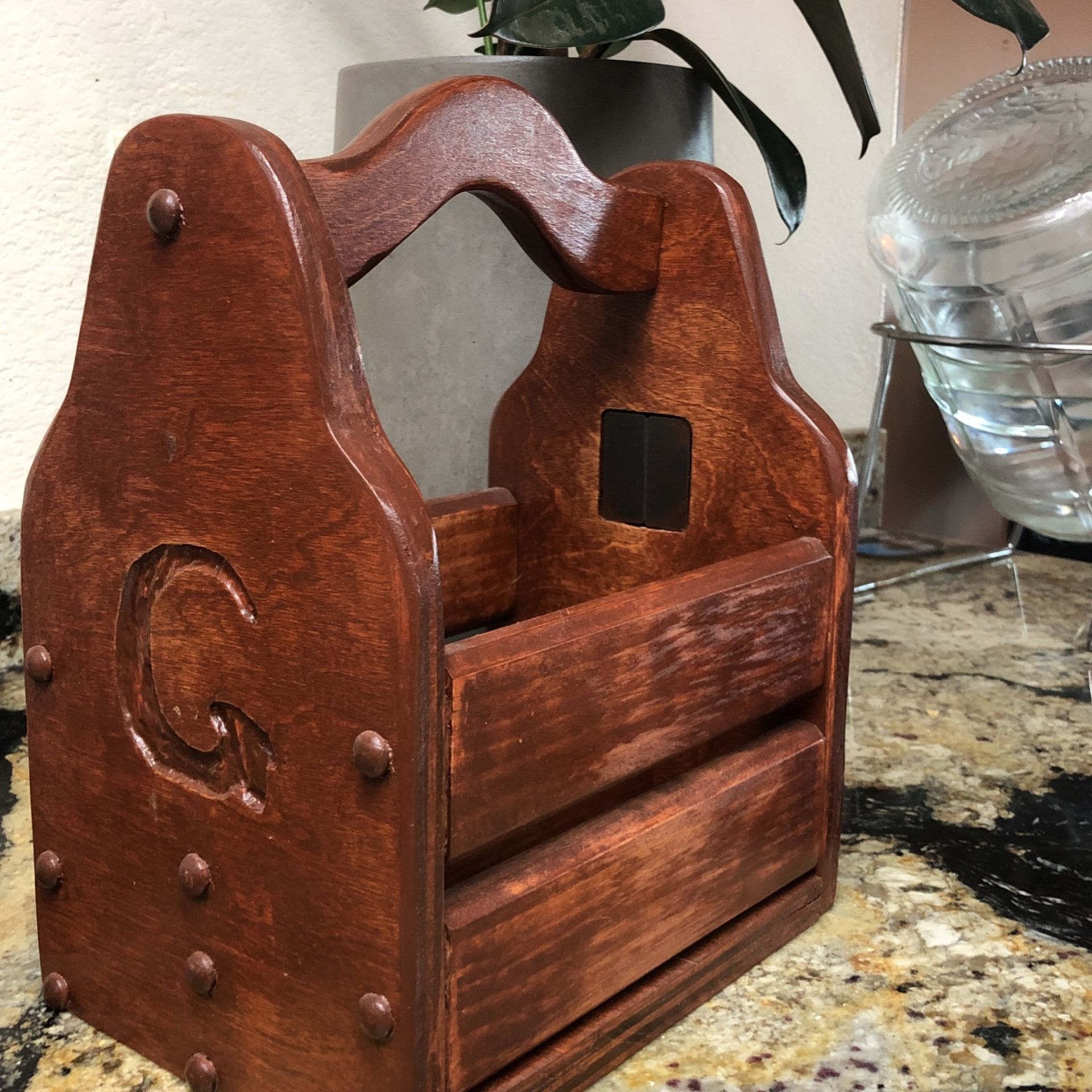 Hand Crafted Six Pack Carrier With Bottle Opener & Bottle Top Catcher