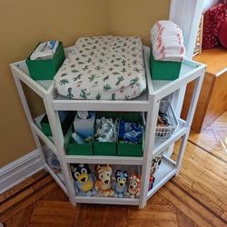 Badger Basket Diaper Corner Baby Changing Table in White  Thumbnail