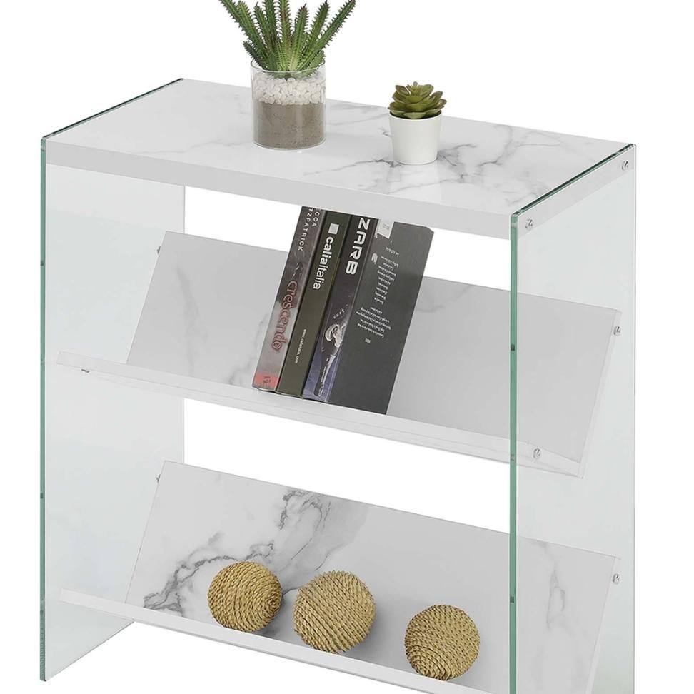 Soho Bookcase, White Faux Marble