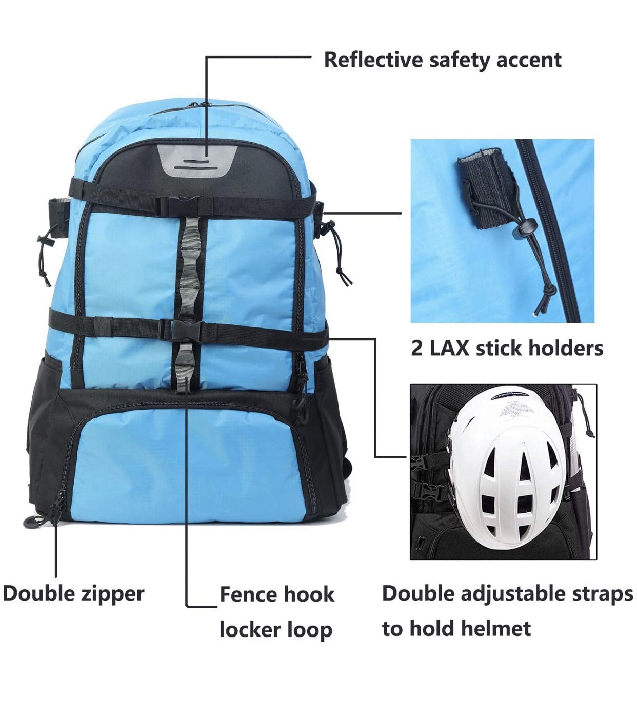 G GATRIAL Lacrosse-Backpack Lacrosse-Bag Field Hockey-Bag - Extra Large Holds All Lacrosse Equipment Two Stick Holders and Separate Cleats Compartment