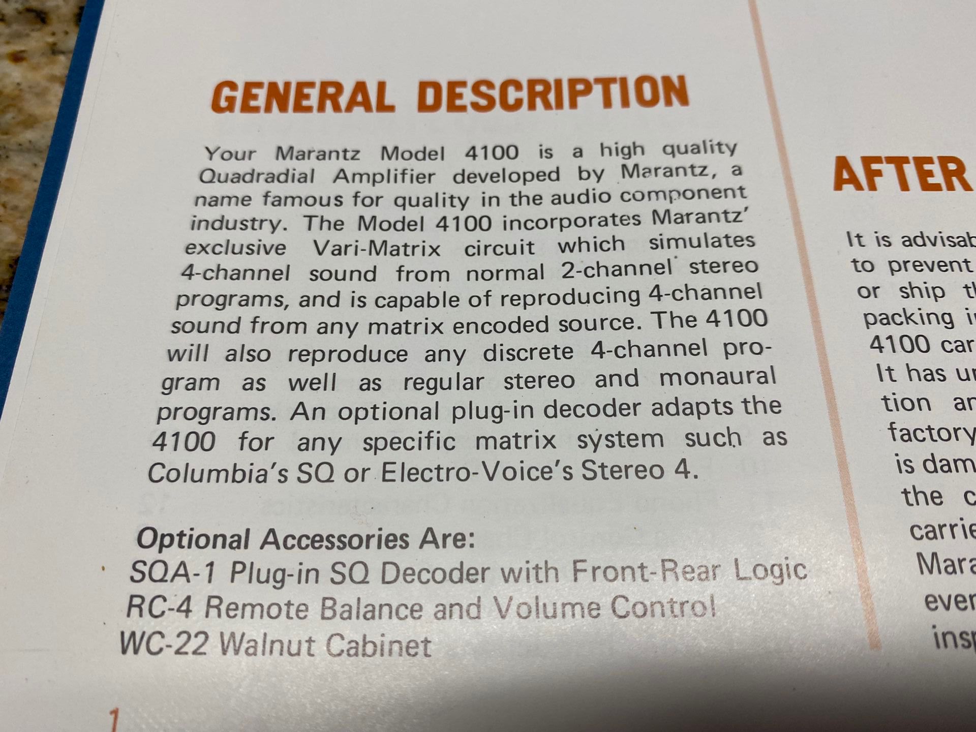 Rare Marantz 4100 Quad Amplifier Mint