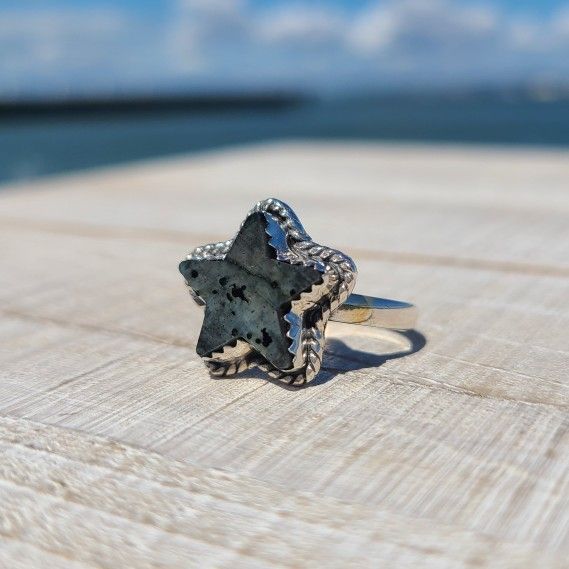 Star - Larvikite Black Moonstone - Norway 925 Ring