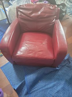 Small Leather Red Club Chair  Thumbnail