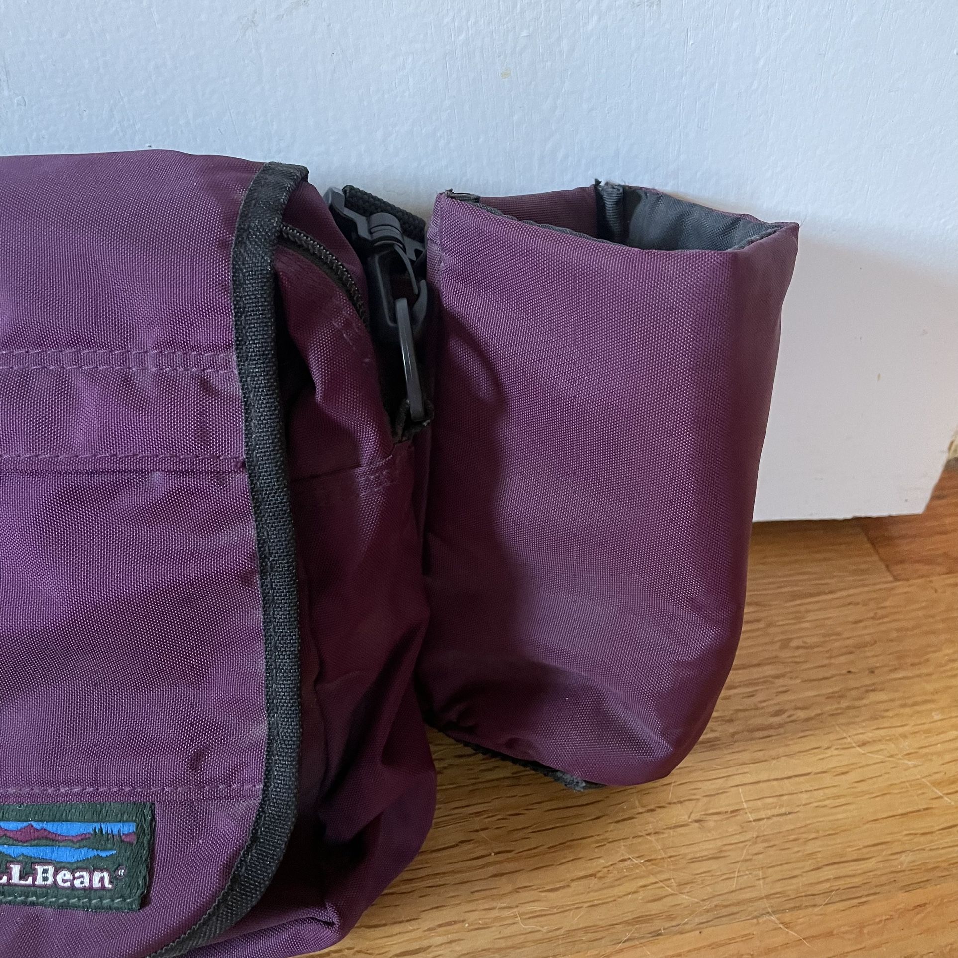 Vintage LL Bean Fanny Waist Pack Running Nylon Water Holder Belt Bag Purple