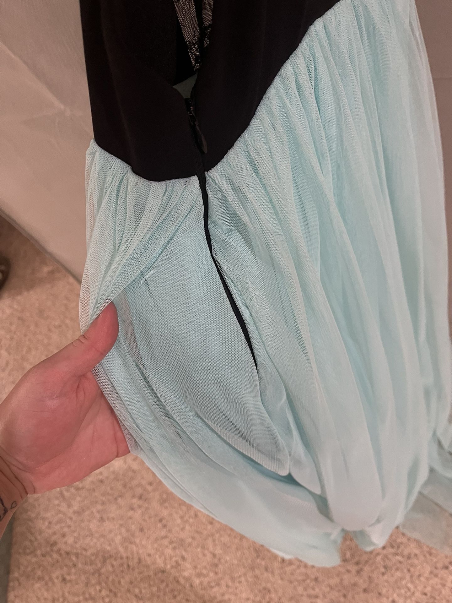 Teal & Black Prom Dress