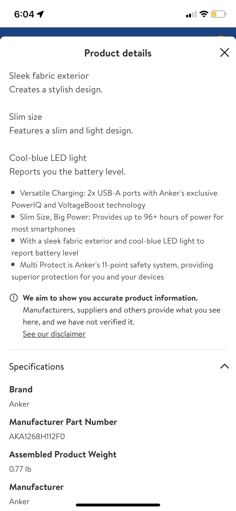 Anker Powercore Metro 20000mAh Portable Charger 2-Ports USB Power Bank Slim External Battery Pack