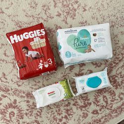 Pampers Pure Protection - Huggies Little Snugglers Gentle Protection - Pampers Sensitive Wipes - Huggies Natural Care Wipes (Brand New)  Thumbnail