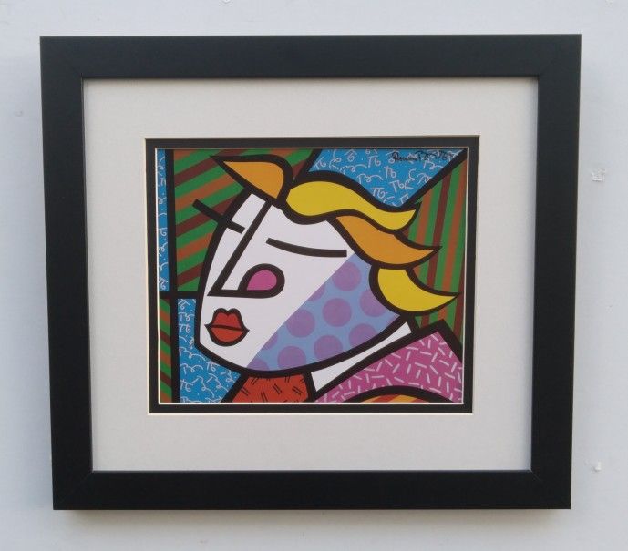 Romero Britto Monica Pop Art Signed Framed