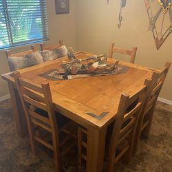 MOVING, MUST SELL - High Top Kitchen Table Set W/6 Chairs Thumbnail