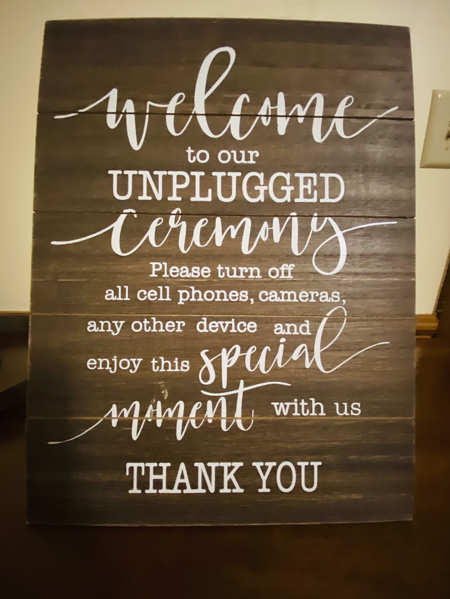Unplugged Wedding sign