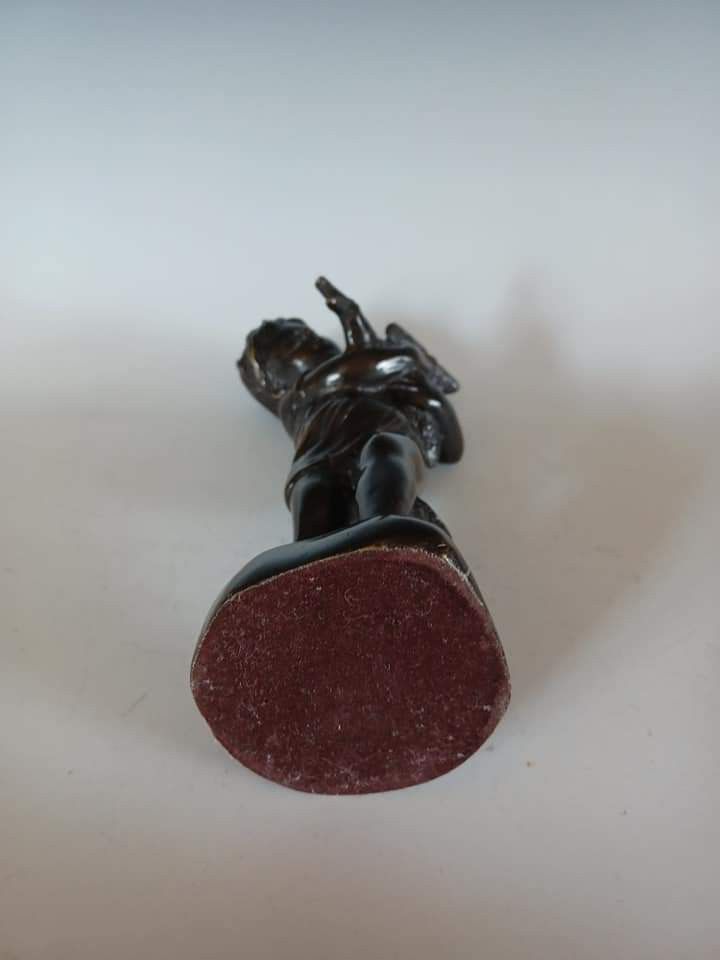 Beautiful Vintage Girl with Goose Brass Figurine