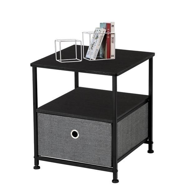 Nightstand 1-Drawer Shelf Storage- Bedside Furniture & Accent End Table Chest For Home, Bedroom, Office, College Dorm,
