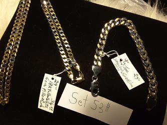 Gold/Silver Chain & Braclete Set $53 Thumbnail