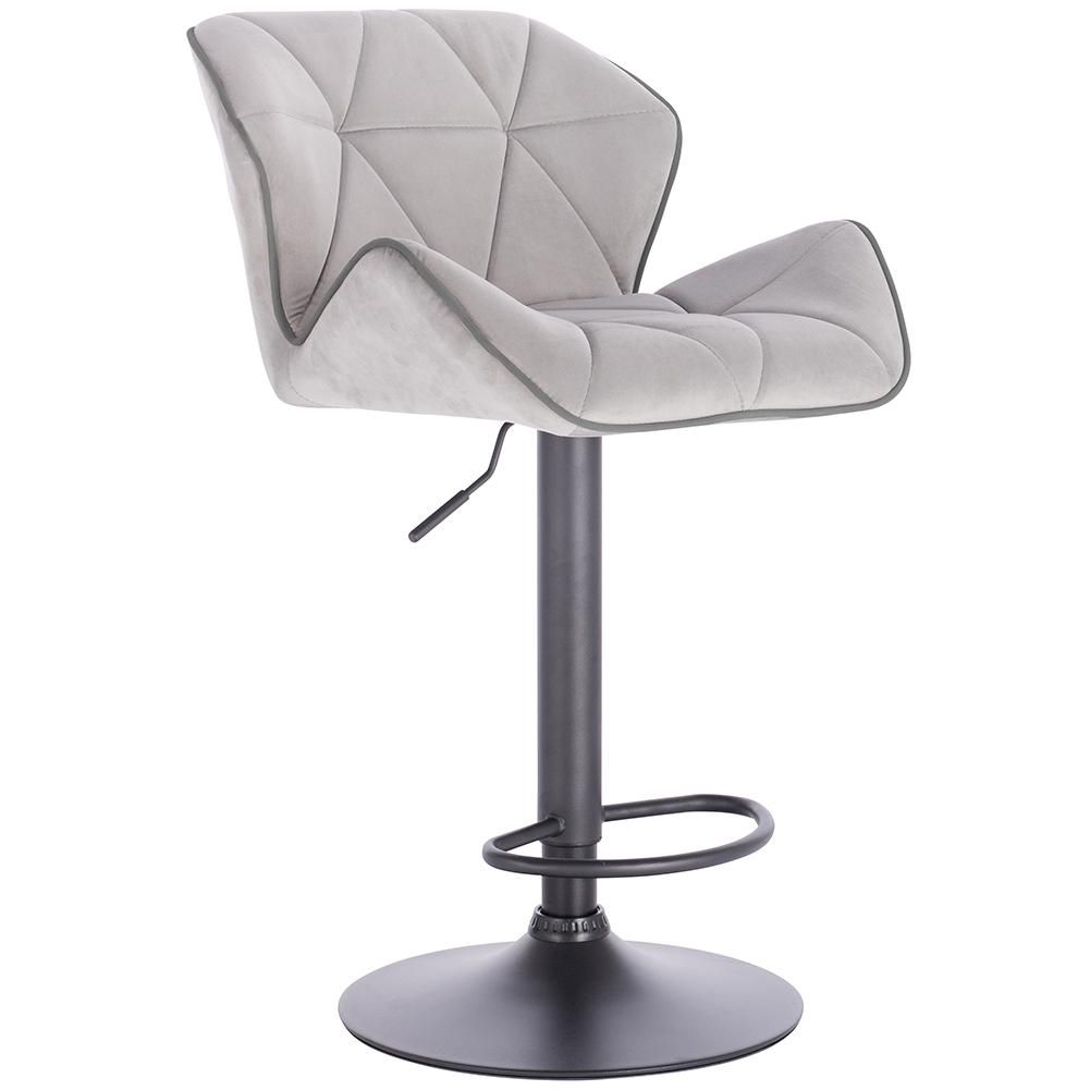 Modern Home Luxe Spyder Contemporary Adjustable Barstool/Bar Chair with 360° Rotation (Black Base, Light Gray/Dark Gray Piping)