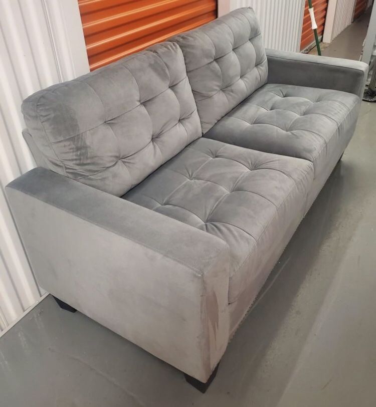 Blue/grey Felt Sofa...... Sm/md. Sized
