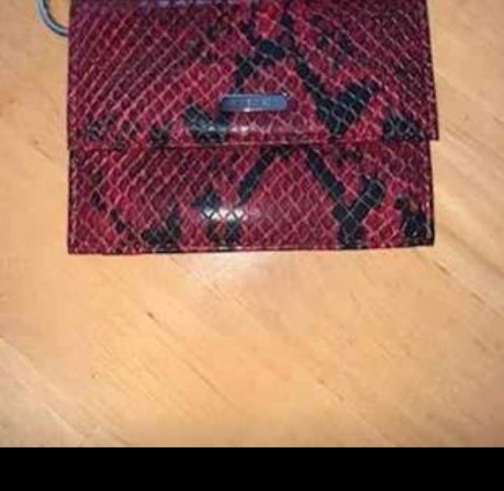 Red & Black Faux Snake Skin Purse & Wallet
