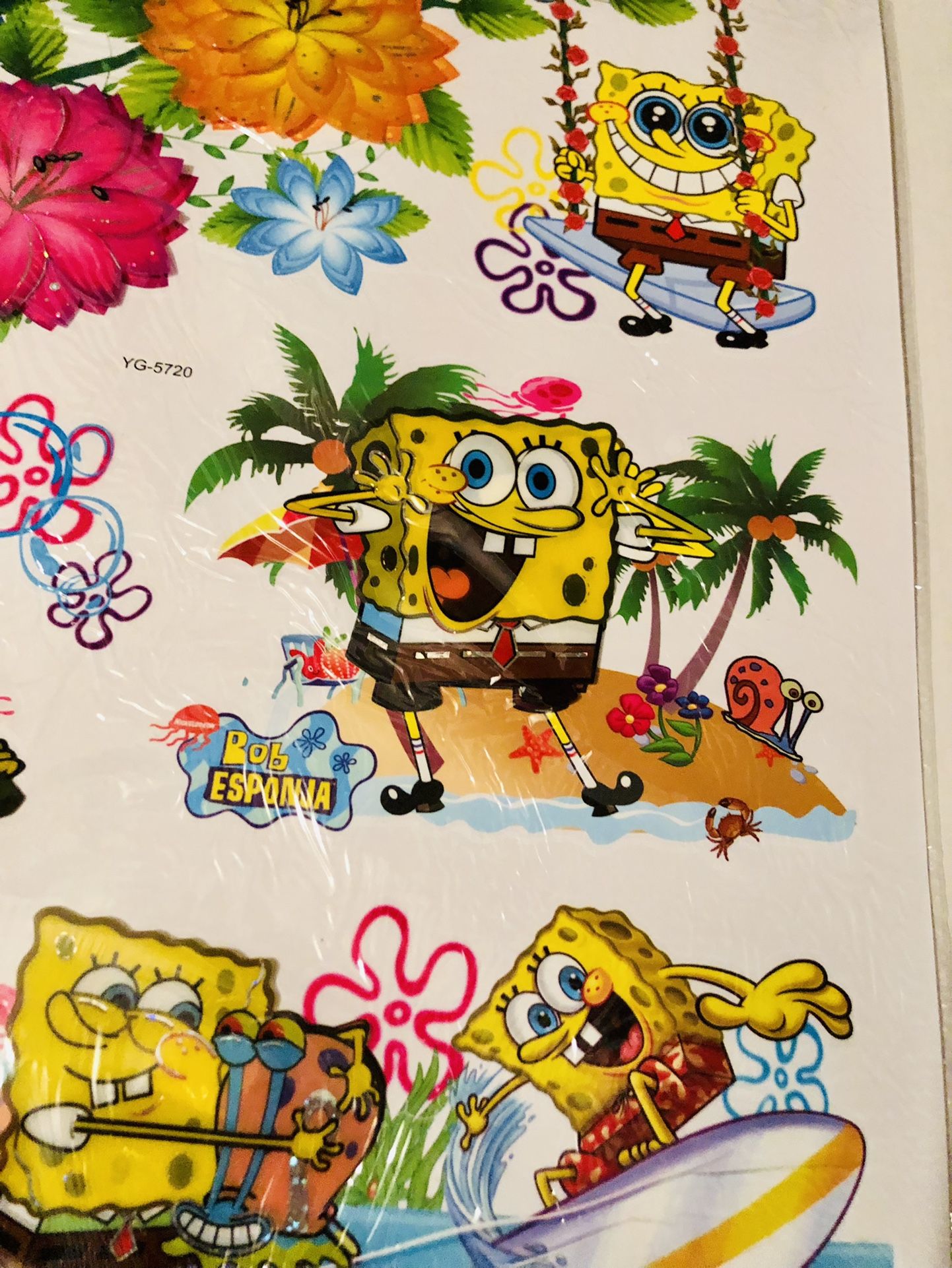 Sponge Bob 3D Wall, Mirror or Window Sticker Absolutely Stunning Some of the Decals Pop out and look realistic 30x20 Inches 5 available listing is
