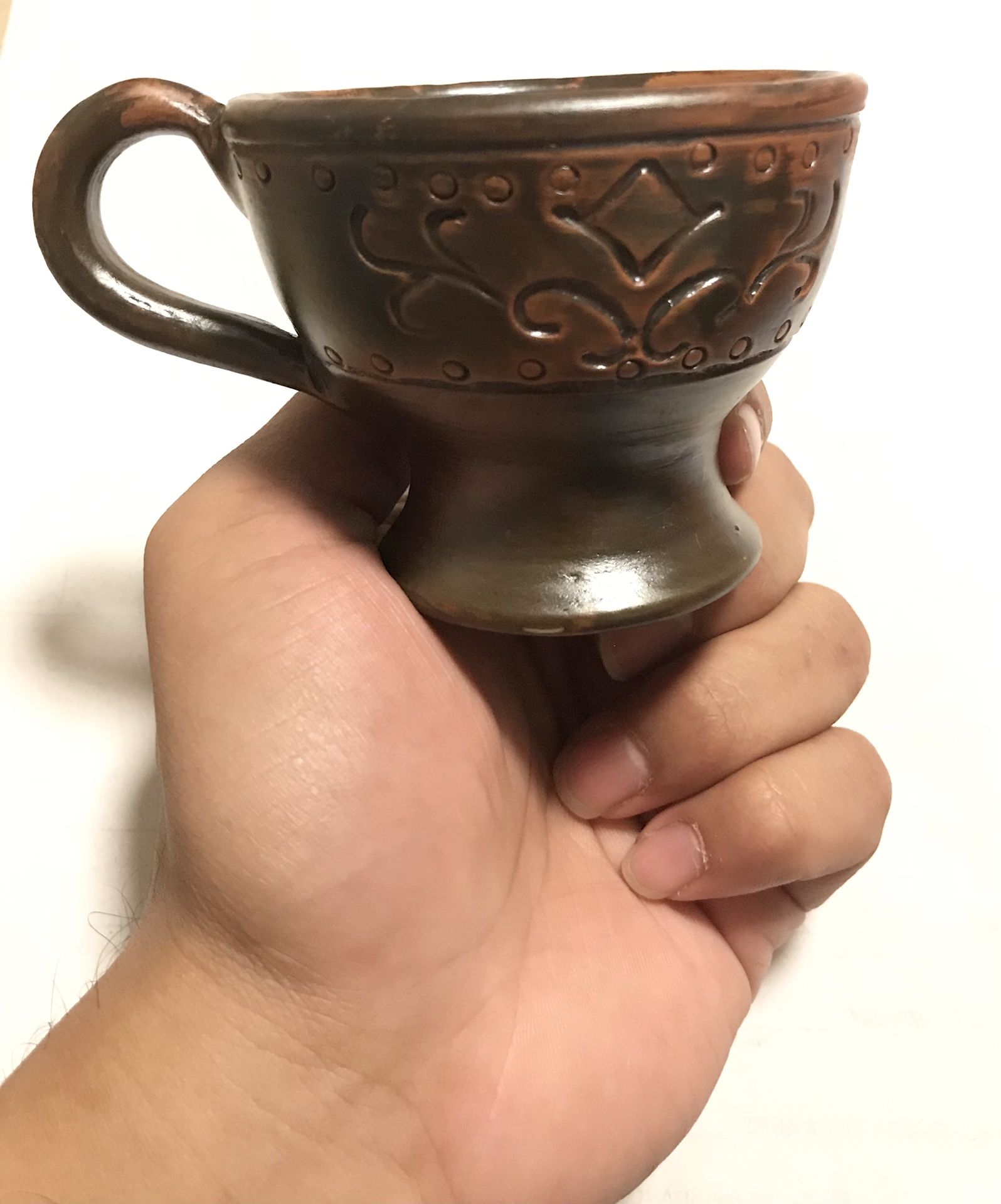 Handmade Pottery tea/coffee cup and saucer.