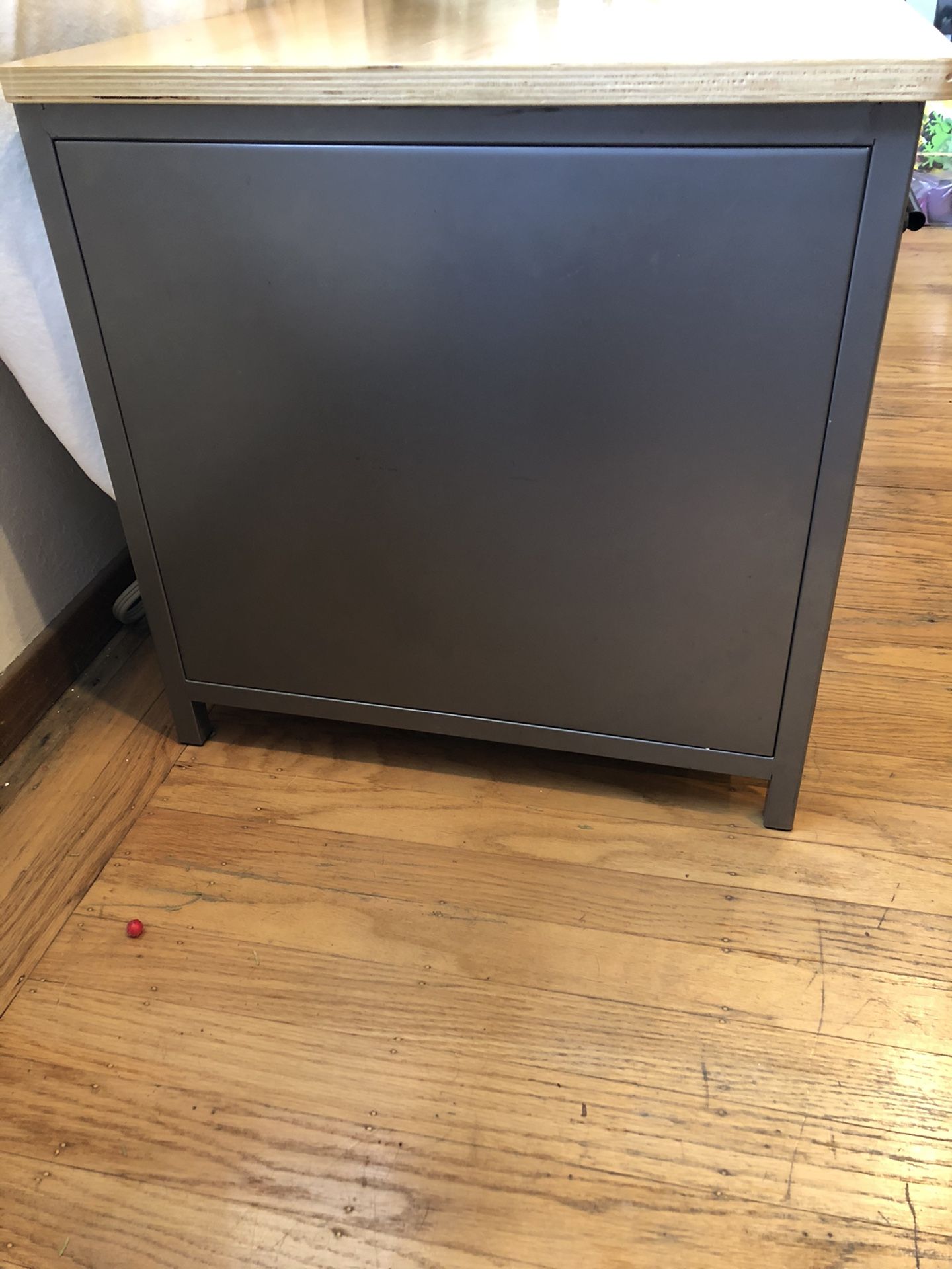 PBTeen inspired small table with 2 rolling storage bins