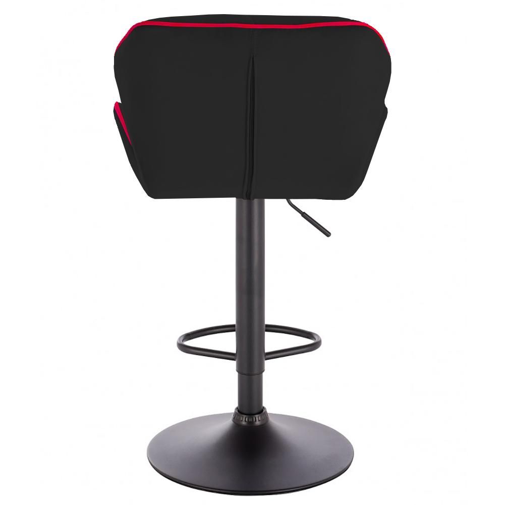 Modern Home Luxe Spyder Contemporary Adjustable Barstool/Bar Chair with 360° Rotation (Black Base, Black/Red Piping)