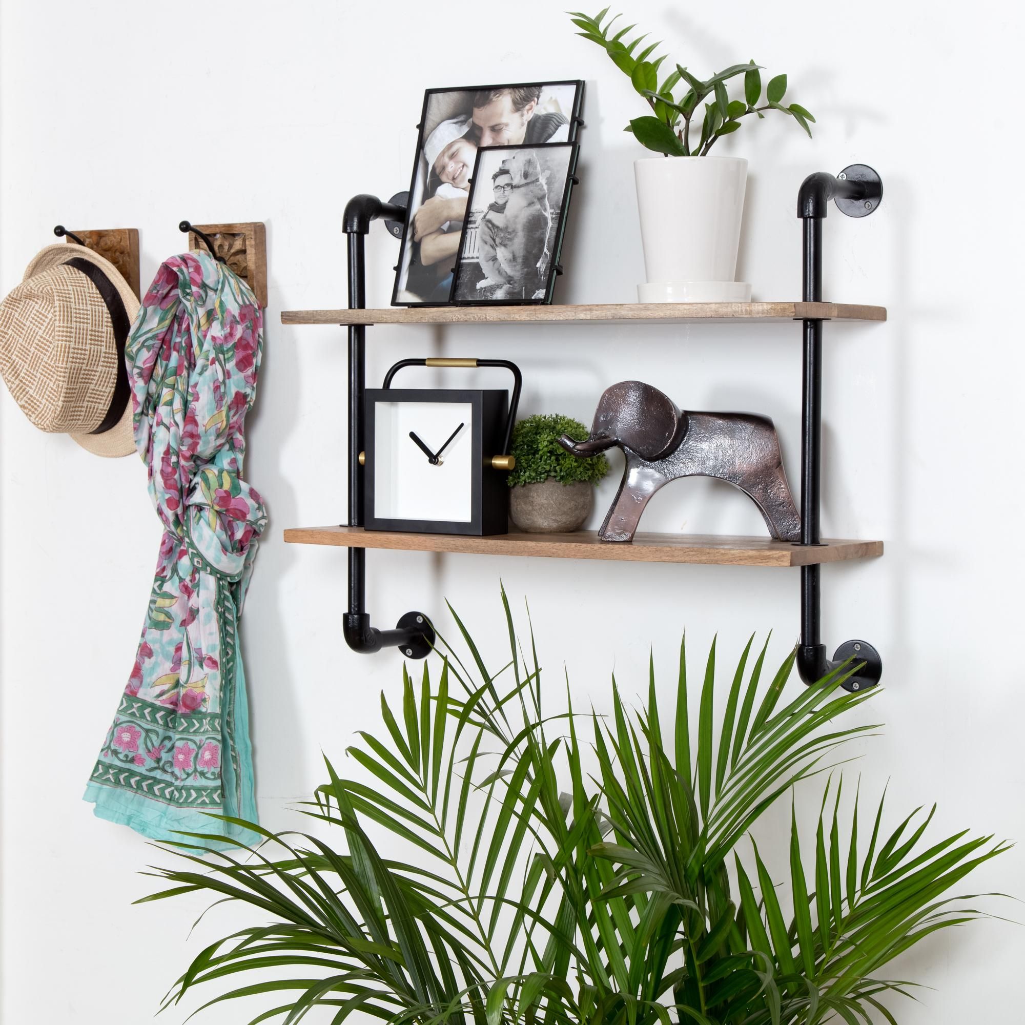 Terville Pipe Wall Shelf - 2 Tier