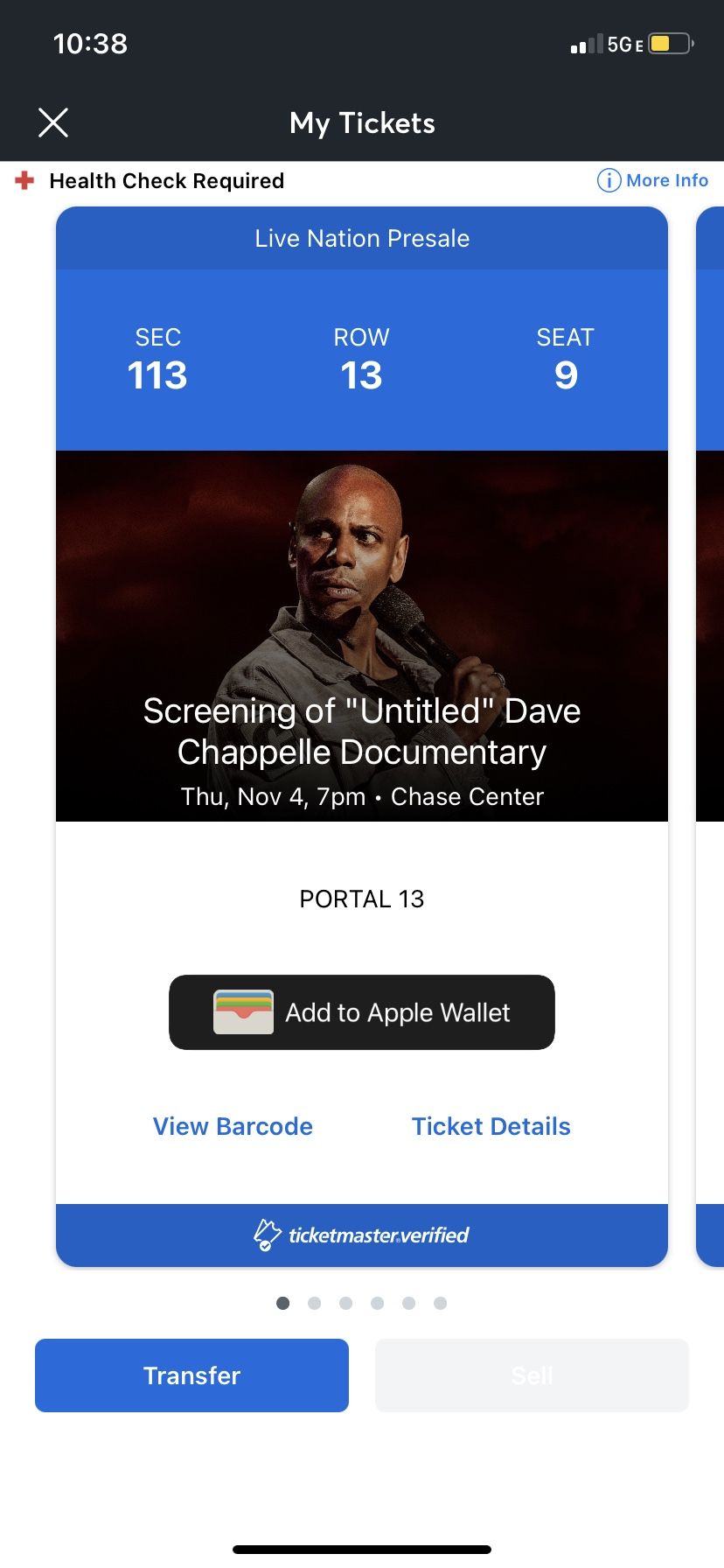 DAVE CHAPPELLE @ CHASE CENTER (11/4 @ 7PM)