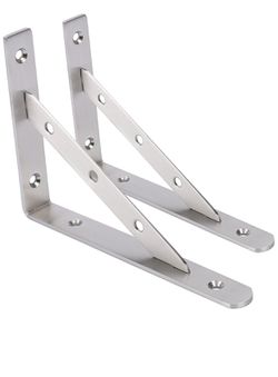 Amarine Made Pair Stainless Steel Solid Shelf Brackets,8",10",12", Shelf Support Corner Brace Joint Right Angle Bracket (8"X5-1/2") Thumbnail