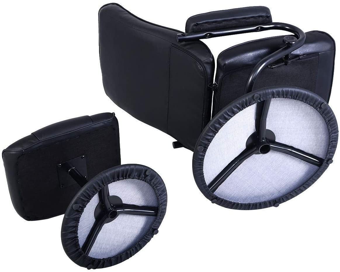 Swivel Recliner Chair, Leather Lounge Armchair Recliner, 360 Degree Swivel Overstuffed Padded Seat w/ Footrest Stool Ottoman Set
