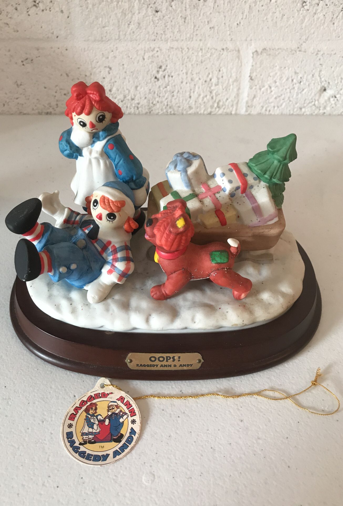 Raggedy Ann & Andy “Oops” flambro sledding figurine