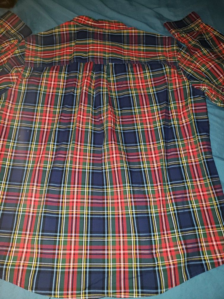 Men's Chaps Button Up Dress Shirt long sleeve Plaid Size XL