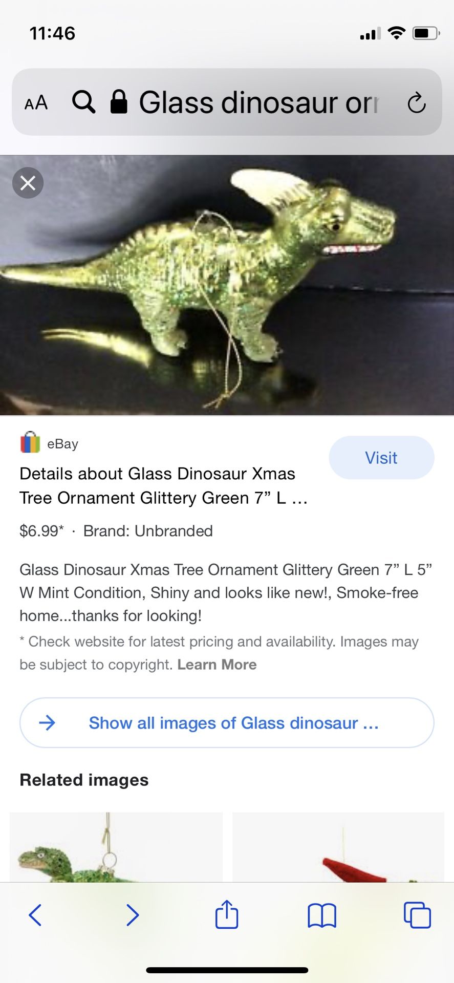 Blown Glass Dinasour Orniments
