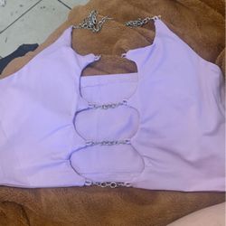 Chain Linked Backless Crop Halter Top  Thumbnail