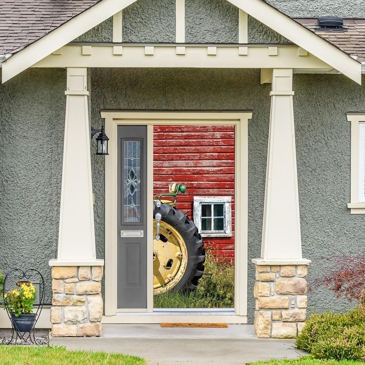 My Door Decor 285906NATR-007 36 x 80 in. Tractor Nature Front Door Mural Sign Banner Decor, Multi Color