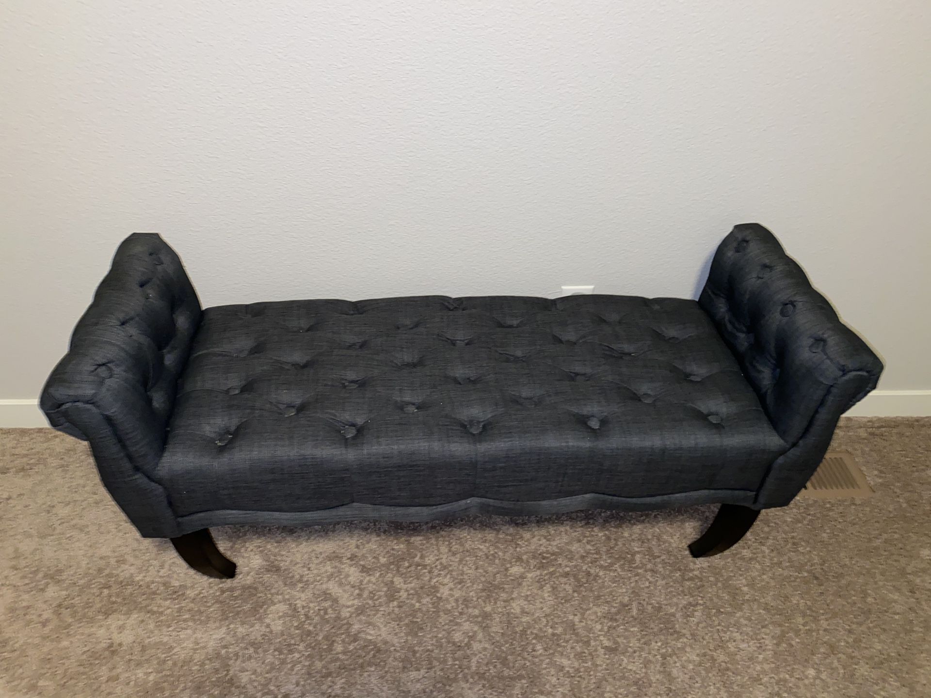 Charcoal Roll Arm Bench in Charcoal Grey