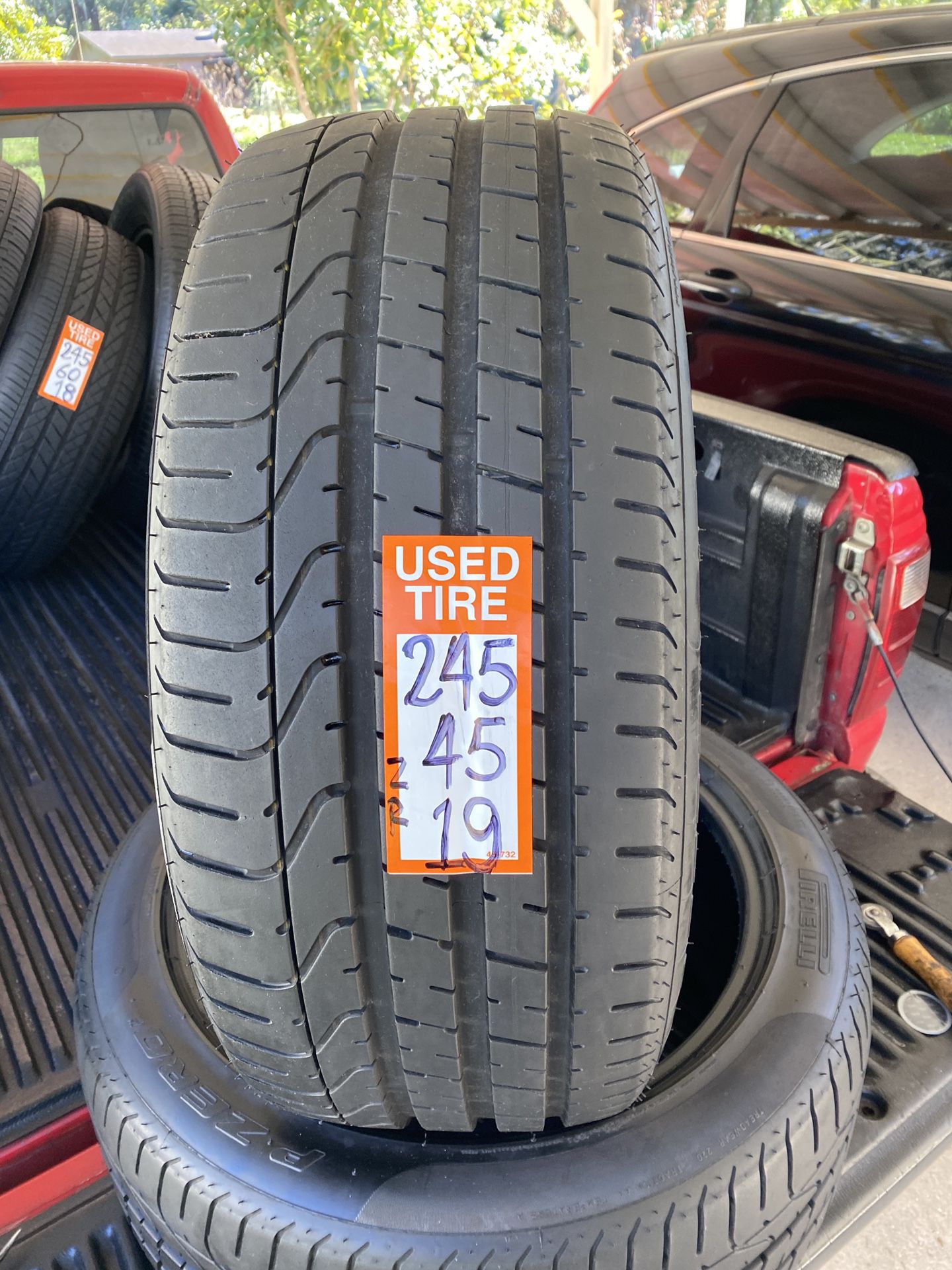 245-45ZR19 Pair 2tires Pirelli PZero 90%life 2019 Zero Repairs