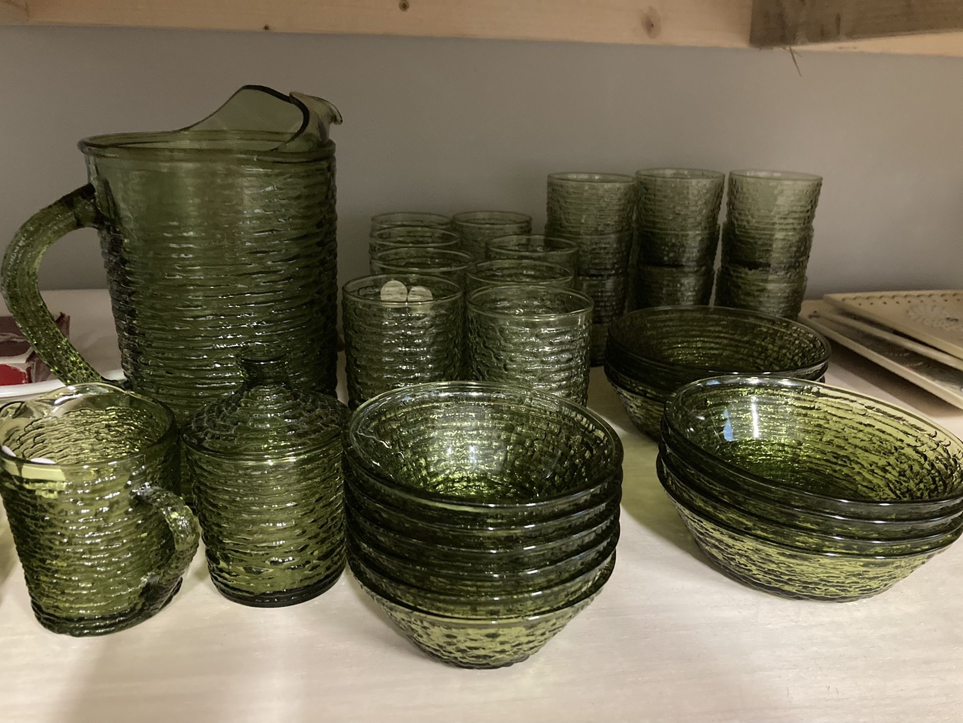 Vintage Green Glassware