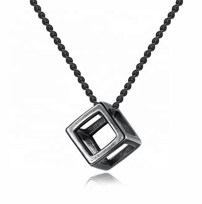 "Fashion Style Simple Square Hollow Out Small Box Pendant Necklace, N90201P156
 
 