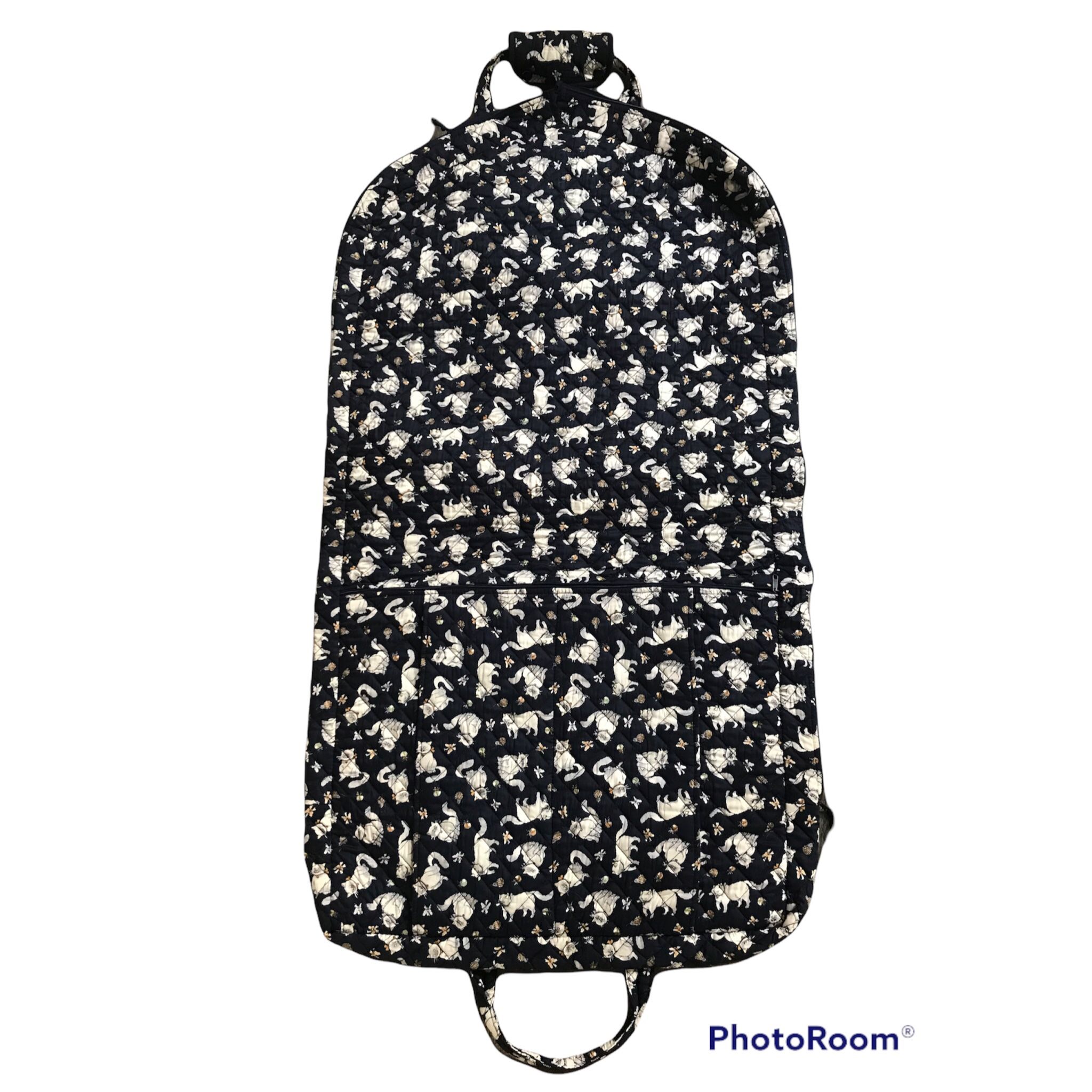 Navy Blue Quilted Travel Garment Bag, Cats