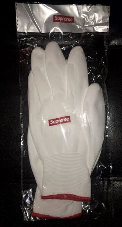 Supreme rubberized box logo gloves white & red Thumbnail