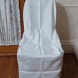 Chair Covers, White Patterned Satin , $3.50 Each, Six Total Thumbnail