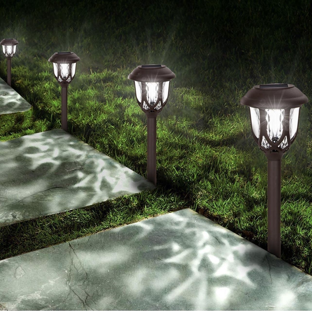 Solar Lights Outdoor Decorative,10 Packs Solar Pathway Lights,Powered Landscape Lighting,Waterproof Solar Powered Garden Yard Lights for Walkway Sidew